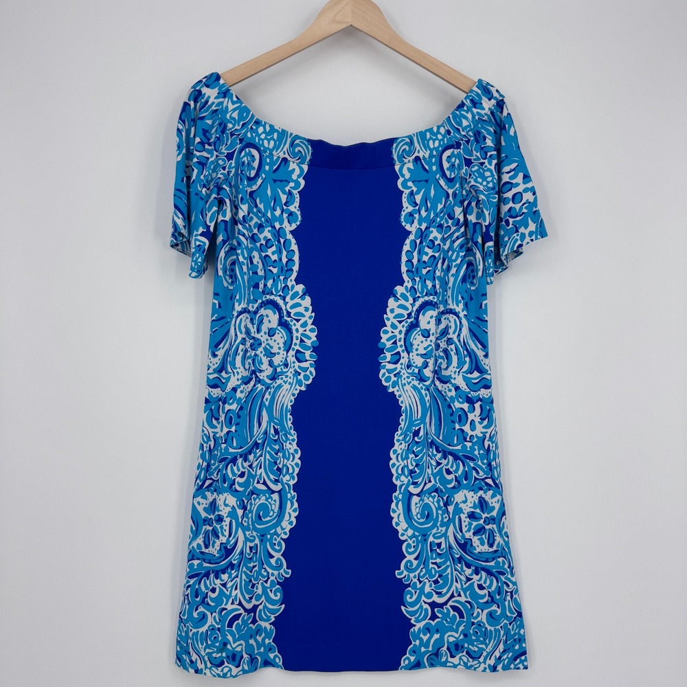 Lilly Pulitzer Tiana Off Shoulder Dress Women S Brilliant Blue Moon Jellies FLAW